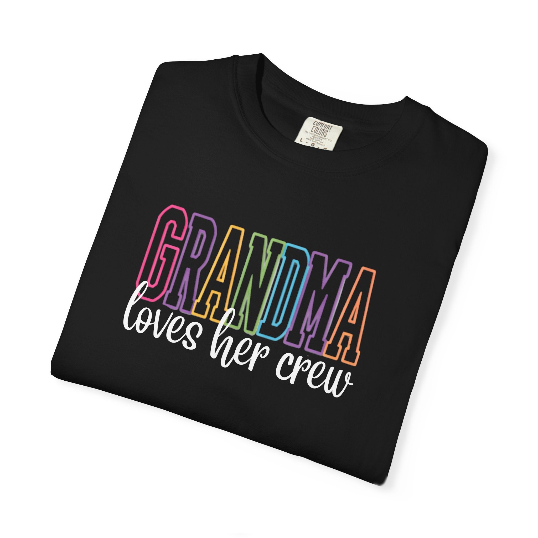 Grandma Loves Her Crew T-Shirt — Pastel Rainbow Grandma Gift