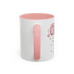 Accent Coffee Mug - "GRAN" Floral Dot Design | Sweet Pink Inner & Handle, Gift for Grandmother