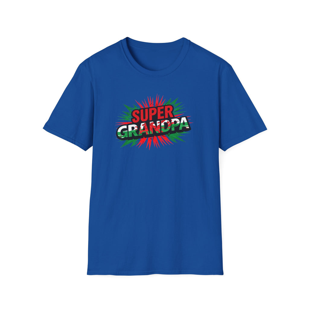 Super Grandpa Welsh Flag/ Wales themed T-Shirt – Retro Comic Gift Tee for Grandfather | Father’s Day & Birthday Present