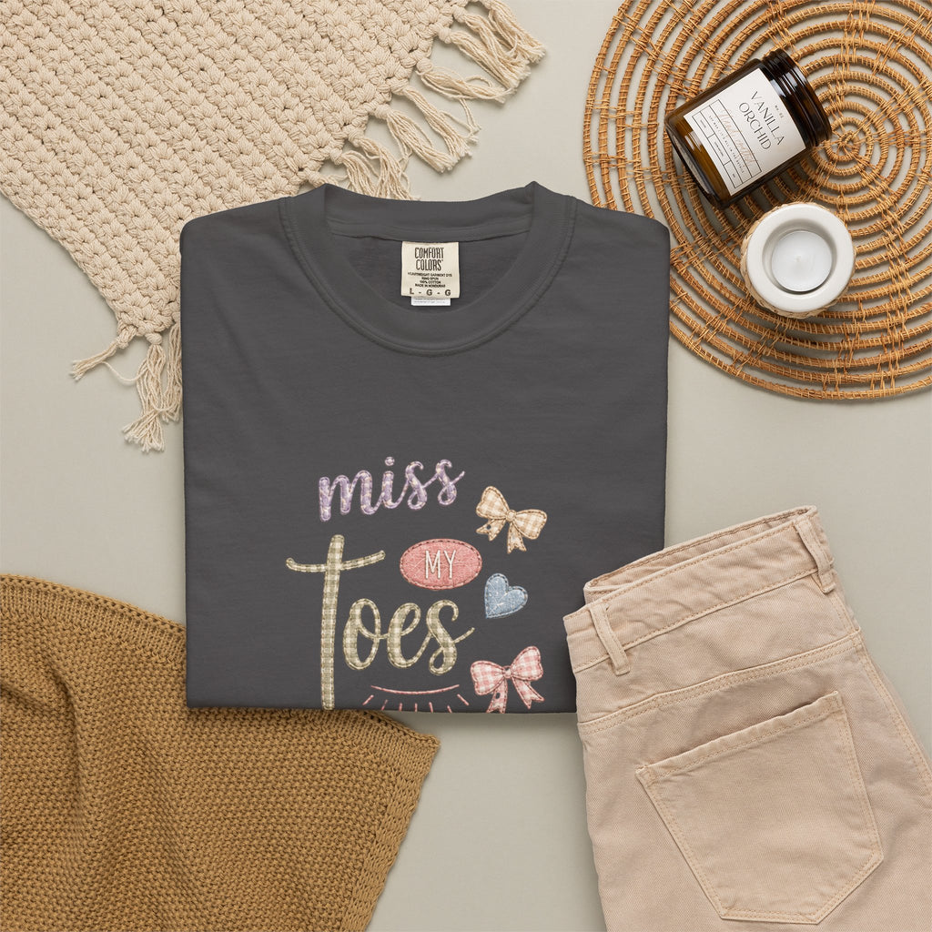Miss My Toes Graphic T-Shirt – Cute Baby Feet & Bows Tee