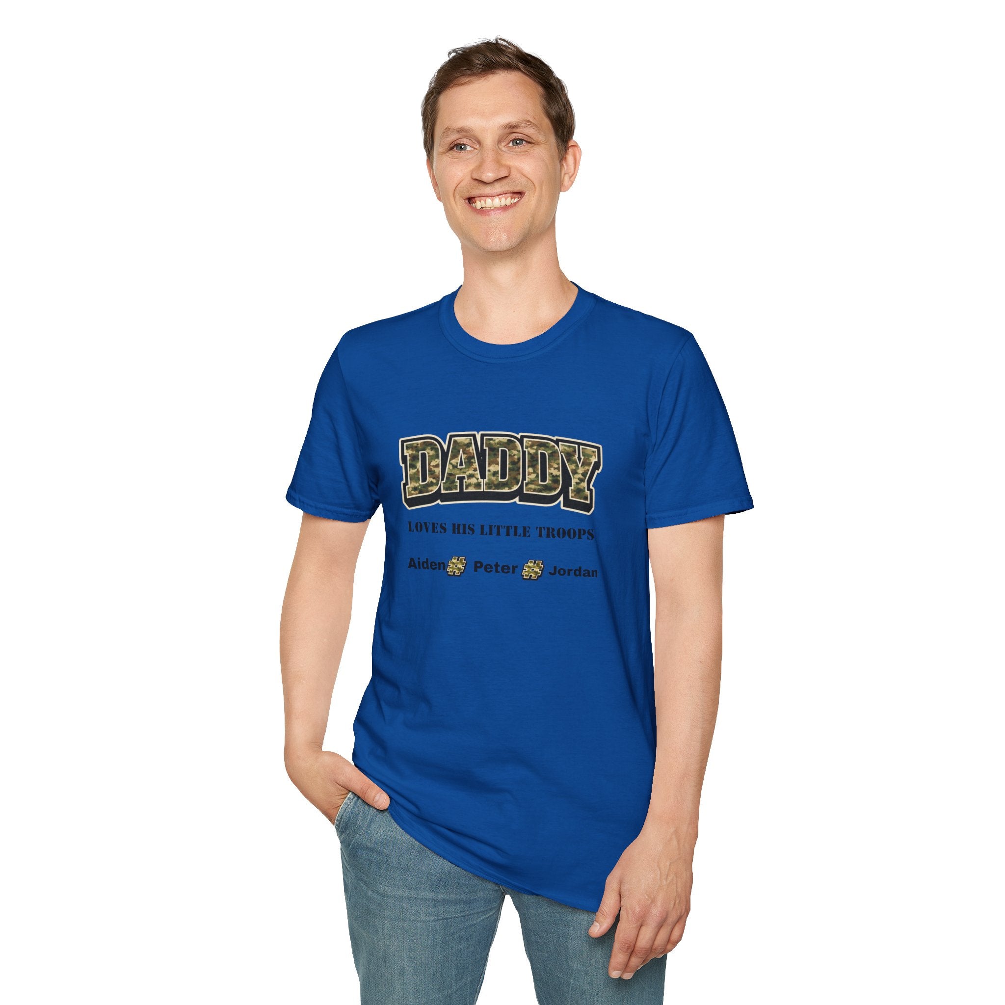Daddy Loves His Little Troops Personalized Camo T-Shirt — Custom Name Father's Day Gift