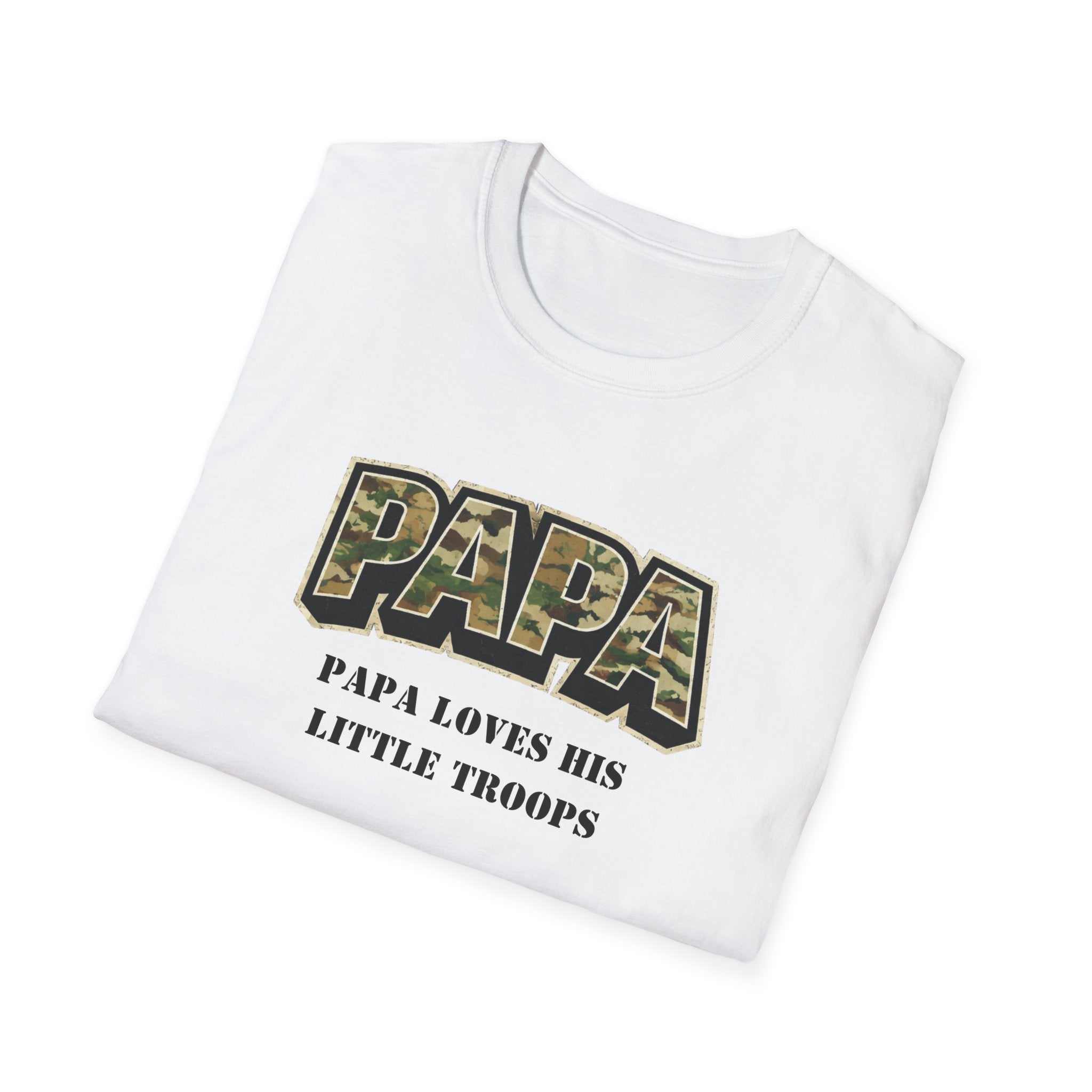 Papa Camo T-Shirt — "Papa Loves His Little Troops" Fathers Day Dad Tee