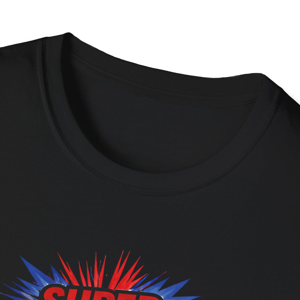 Super Dad T-Shirt – Union Jack Flag pattern Retro Comic Father’s Day Tee