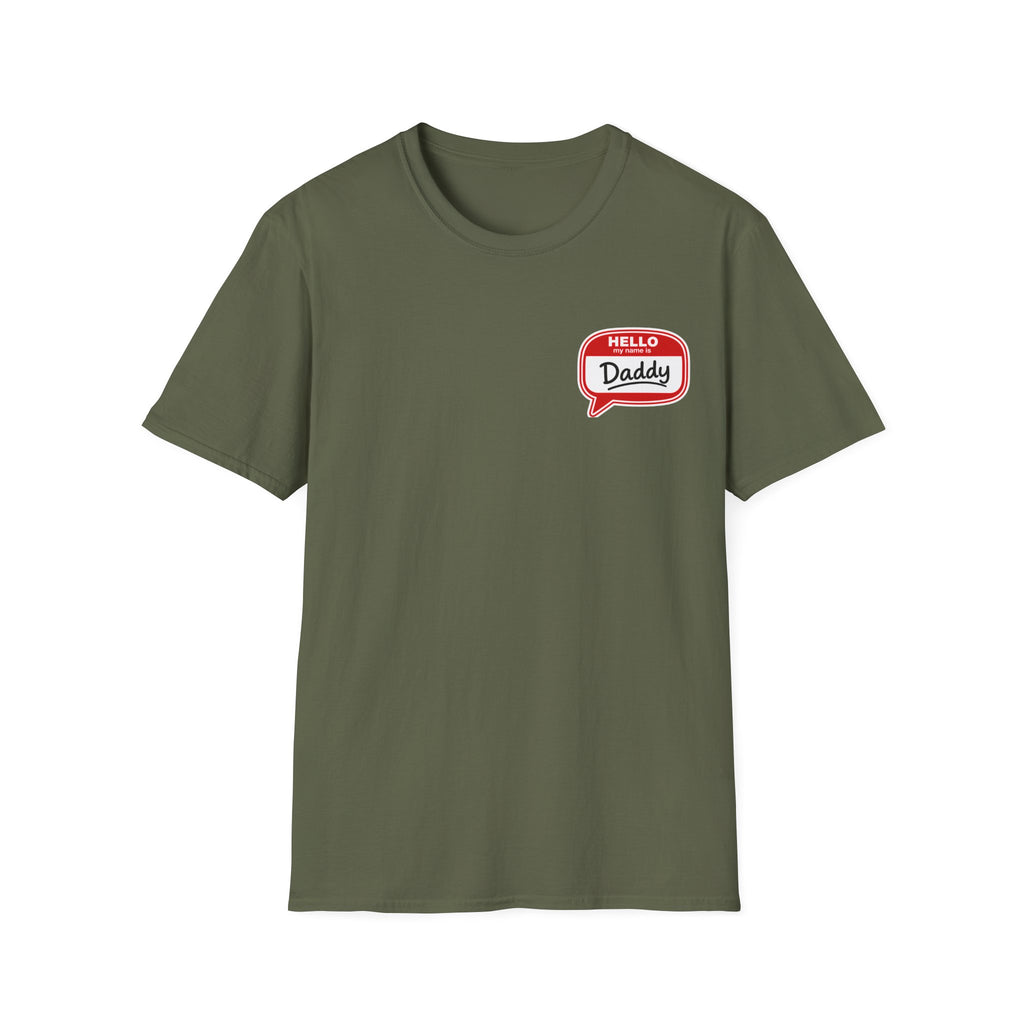Daddy Name Tag T-Shirt - 'Hello Daddy' Retro Speech Bubble Tee