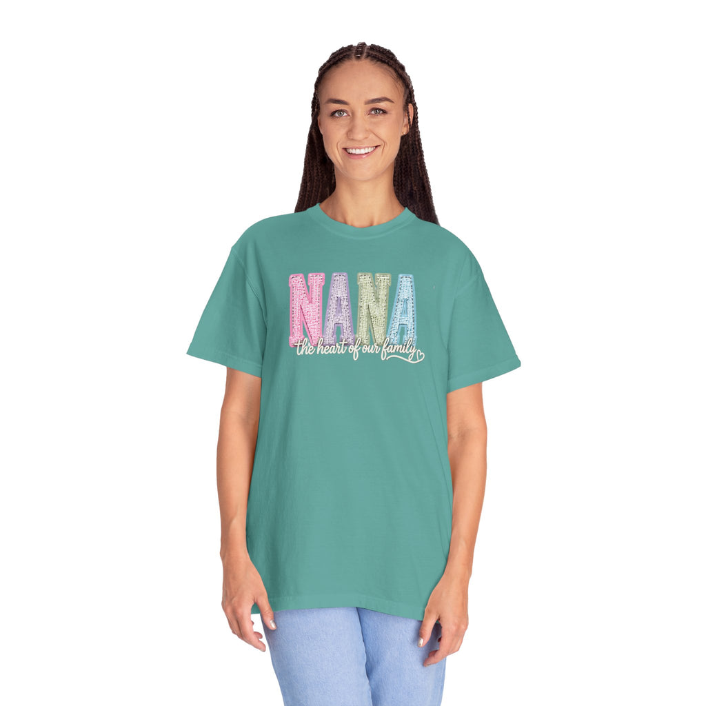 NANA Pastel Patchwork T-Shirt — "The Heart of Our Family" Gift