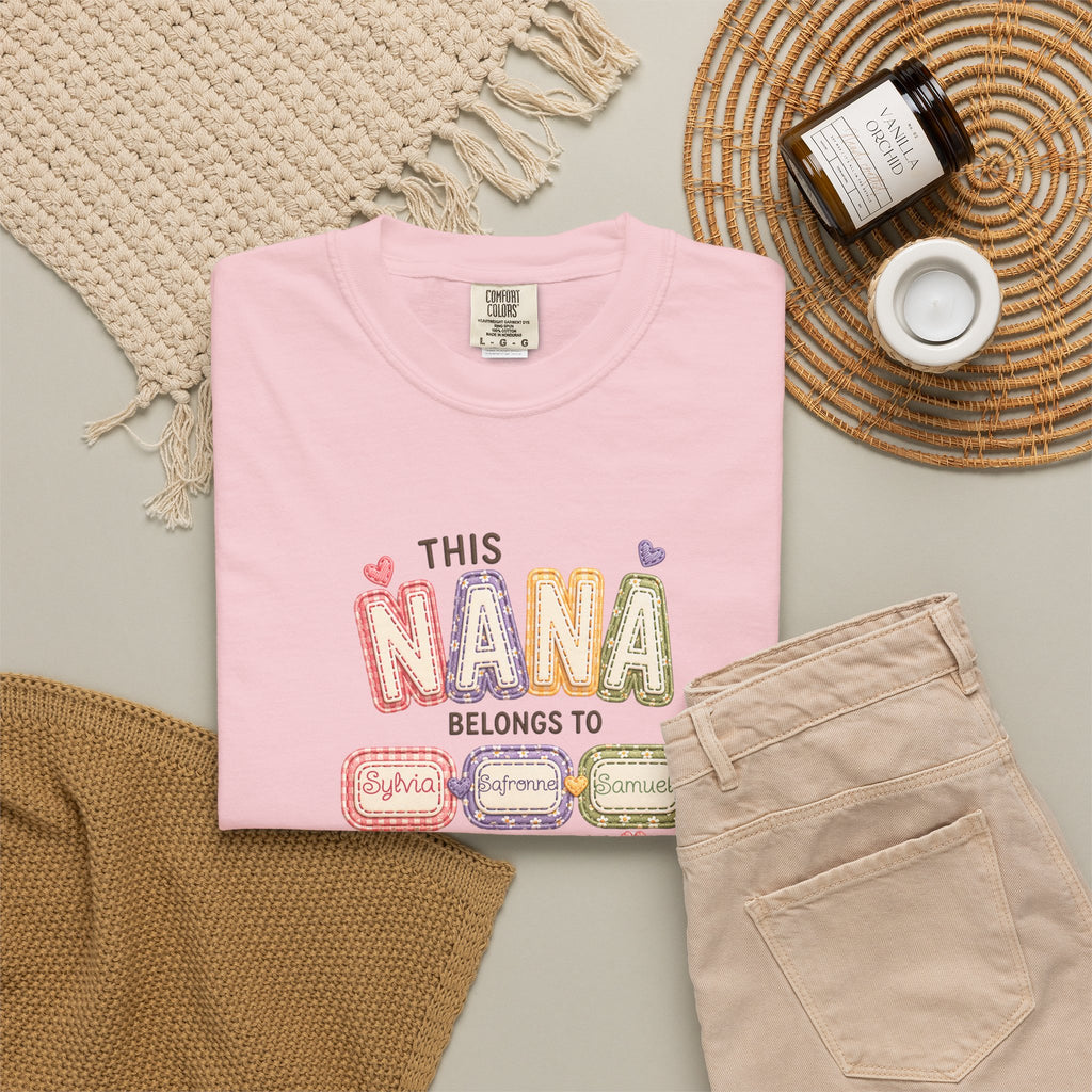 Nana Family Name T-Shirt — "This Nana Belongs To" Floral Grandma Gift