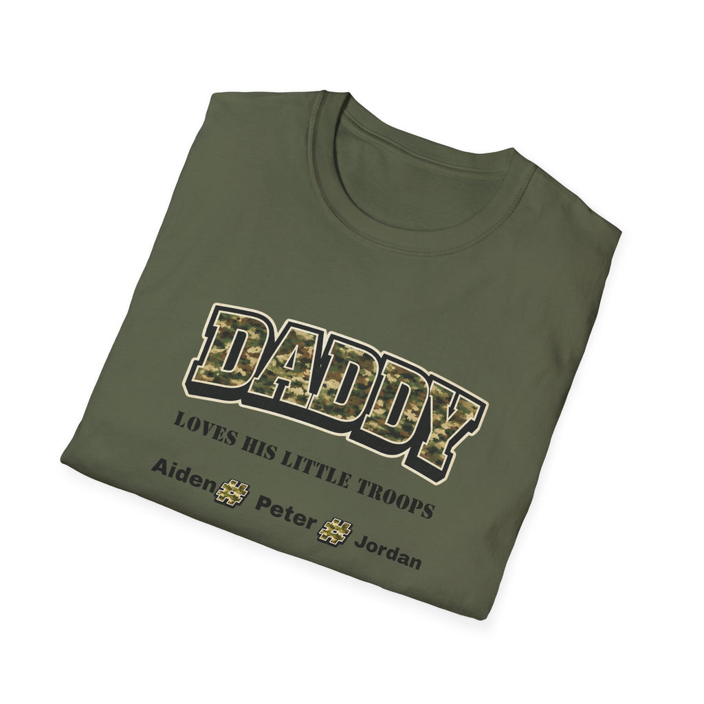 Daddy Loves His Little Troops Personalized Camo T-Shirt — Custom Name Father's Day Gift