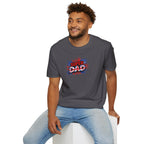Super Dad T-Shirt – Union Jack Flag pattern Retro Comic Father’s Day Tee