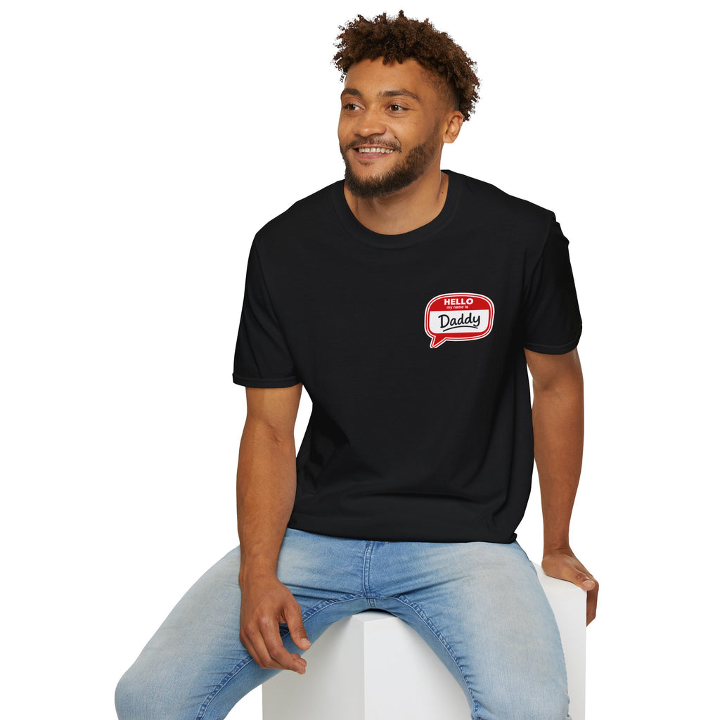 Daddy Name Tag T-Shirt - 'Hello Daddy' Retro Speech Bubble Tee