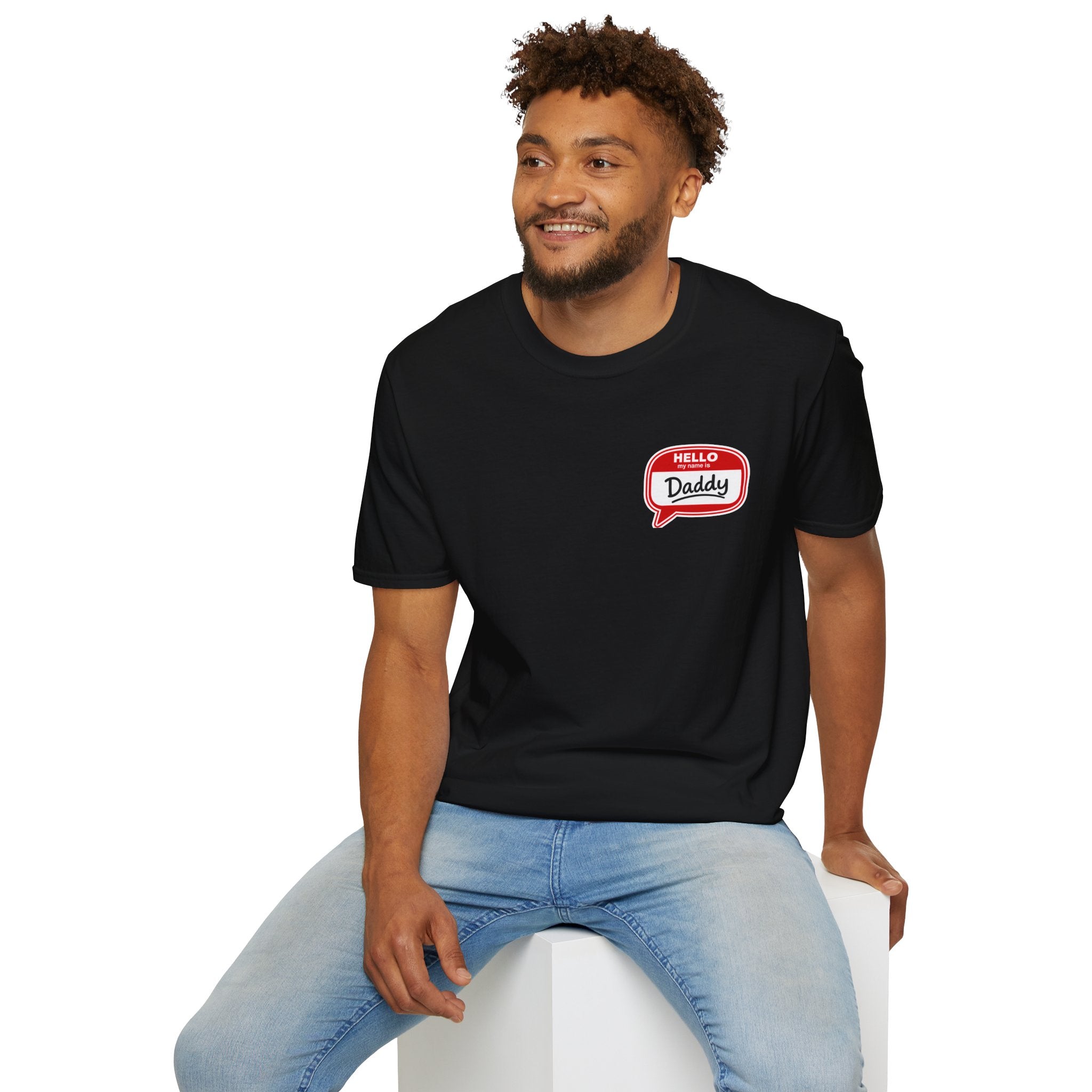 Daddy Name Tag T-Shirt - 'Hello Daddy' Retro Speech Bubble Tee