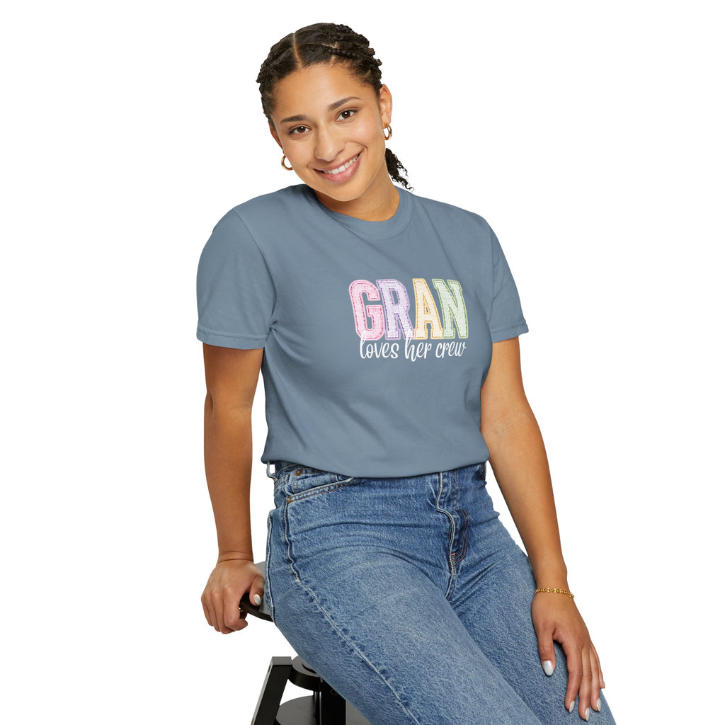 Gran Loves Her Crew T-Shirt — Pastel Grandma Shirt for Mother's Day & Family Gifts