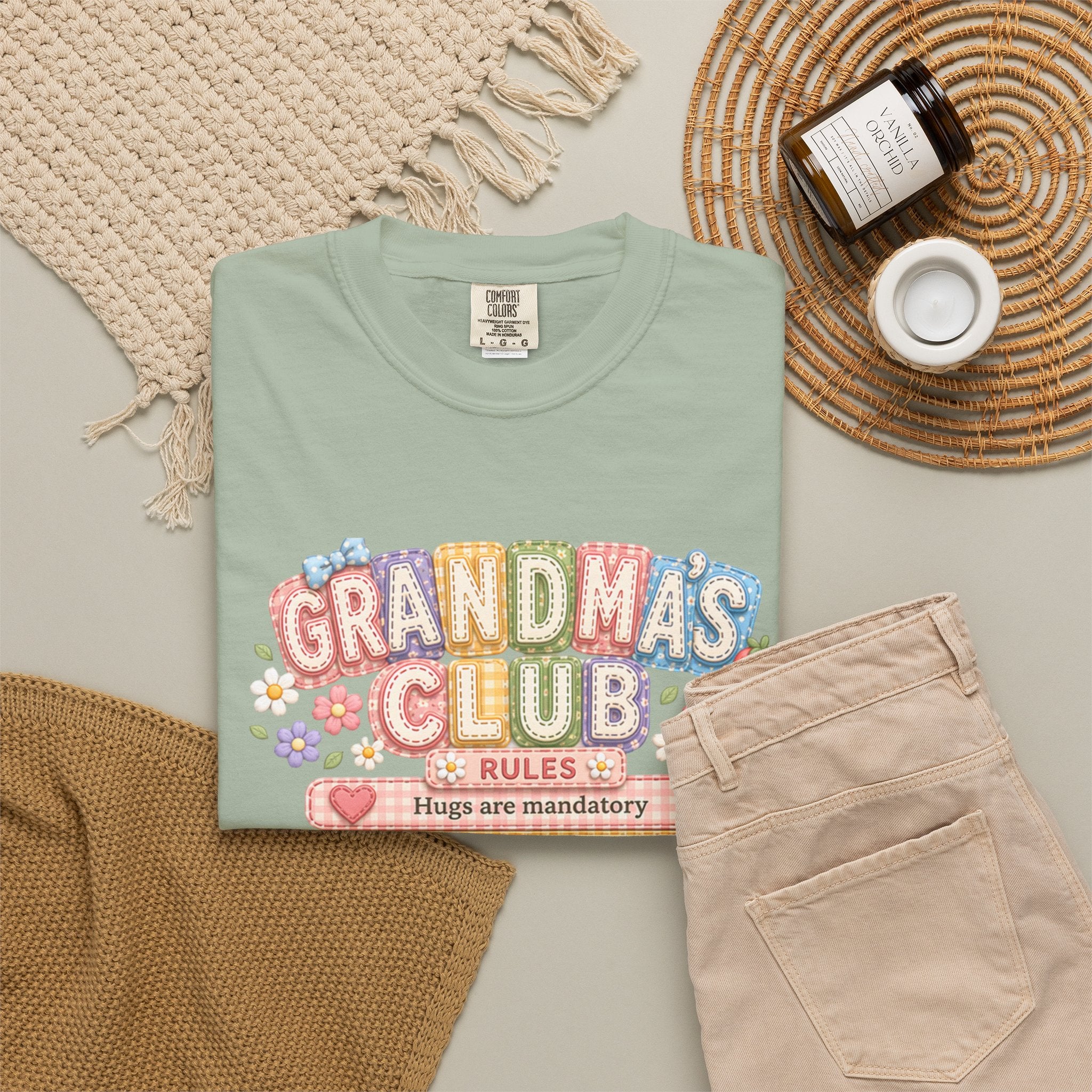 Grandma's Club T-Shirt — Cute Floral 'Grandma's Club' Rules Tee