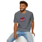 Super Dad T-Shirt – Union Jack Flag pattern Retro Comic Father’s Day Tee