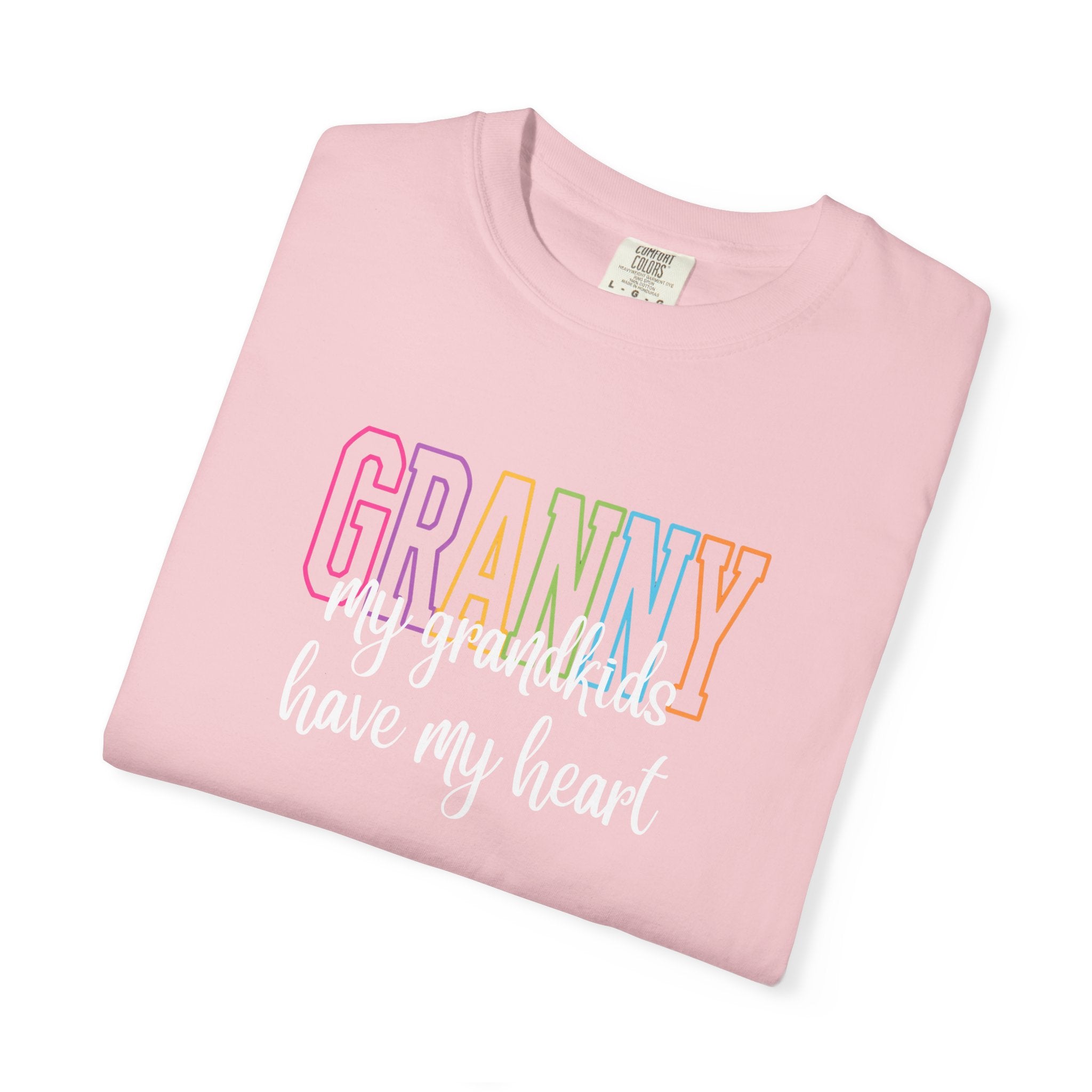 Grandma T-Shirt - "Grandma my grandkids have my heart" Soft Pastel Gift for Mothers & Grandparents