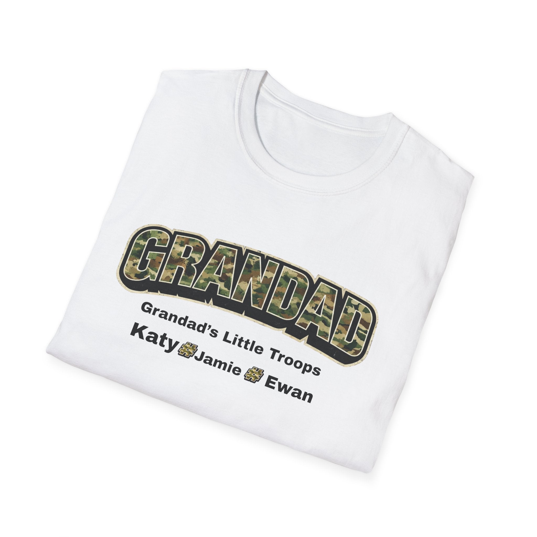 Granddad Camo T-Shirt — "Grandad's Little Troops" Personalized Kids Names