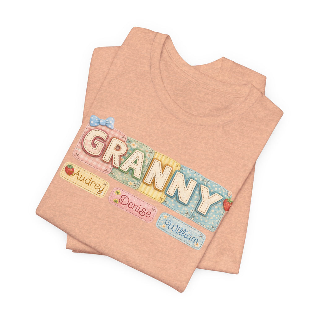Granny Retro Nameplate T‑Shirt — Personalized Grandma Tee
