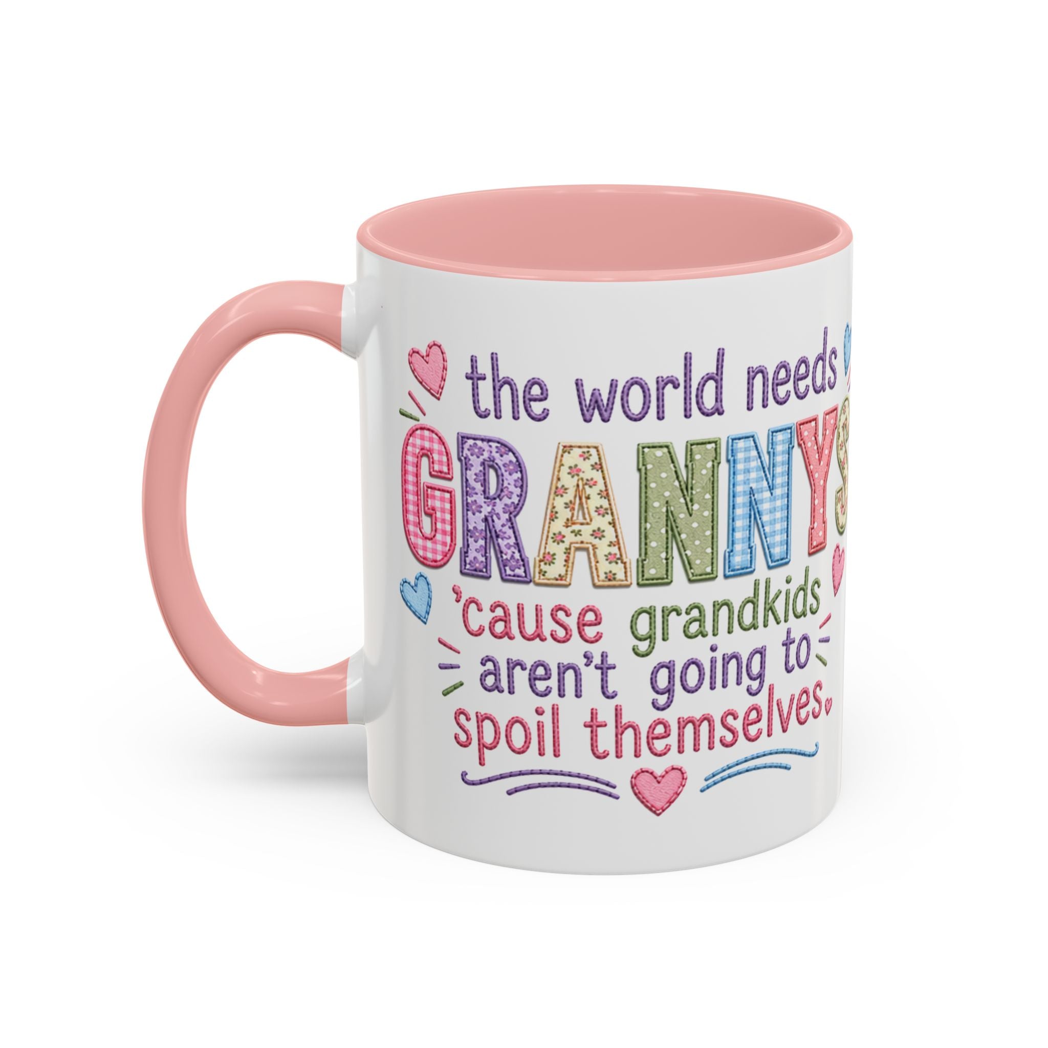 Granny Coffee Mug – "All I Need is Grannys and Grandkids" Accent Pink Mug