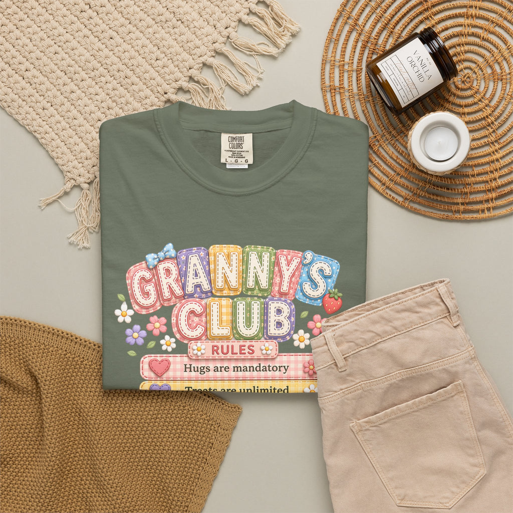 Granny's Club T‑Shirt – Cute Pastel 'Granny's Club' Rules Graphic Tee for Grandmothers