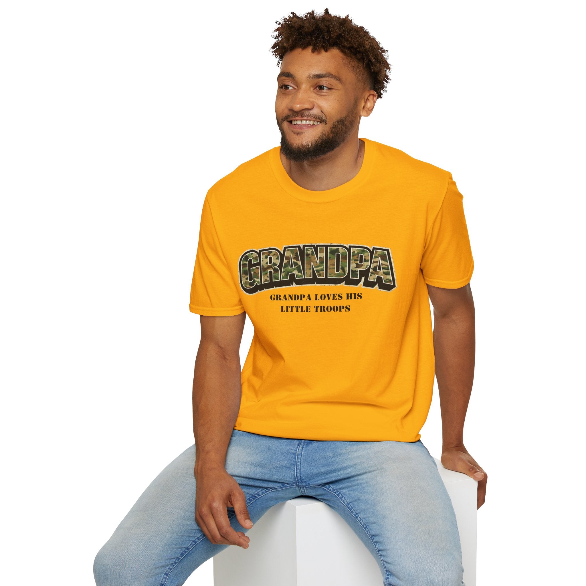 Grandpa Camo T-Shirt — "Grandpa Loves His Little Troops" Military Dad Gift
