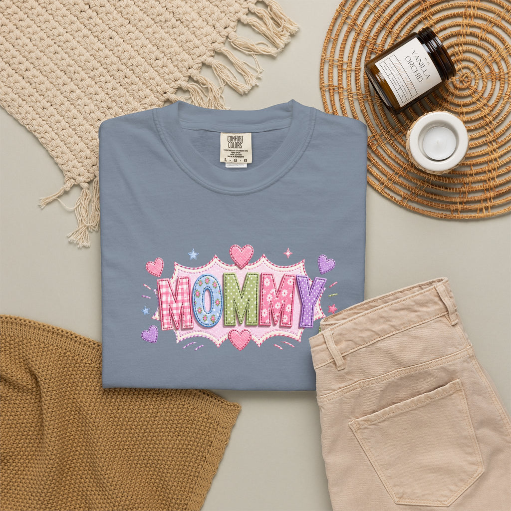 Mommy Hearts T‑Shirt — Cute Pastel 'MOMMY' Graphic Tee for Mother's Day & New Moms