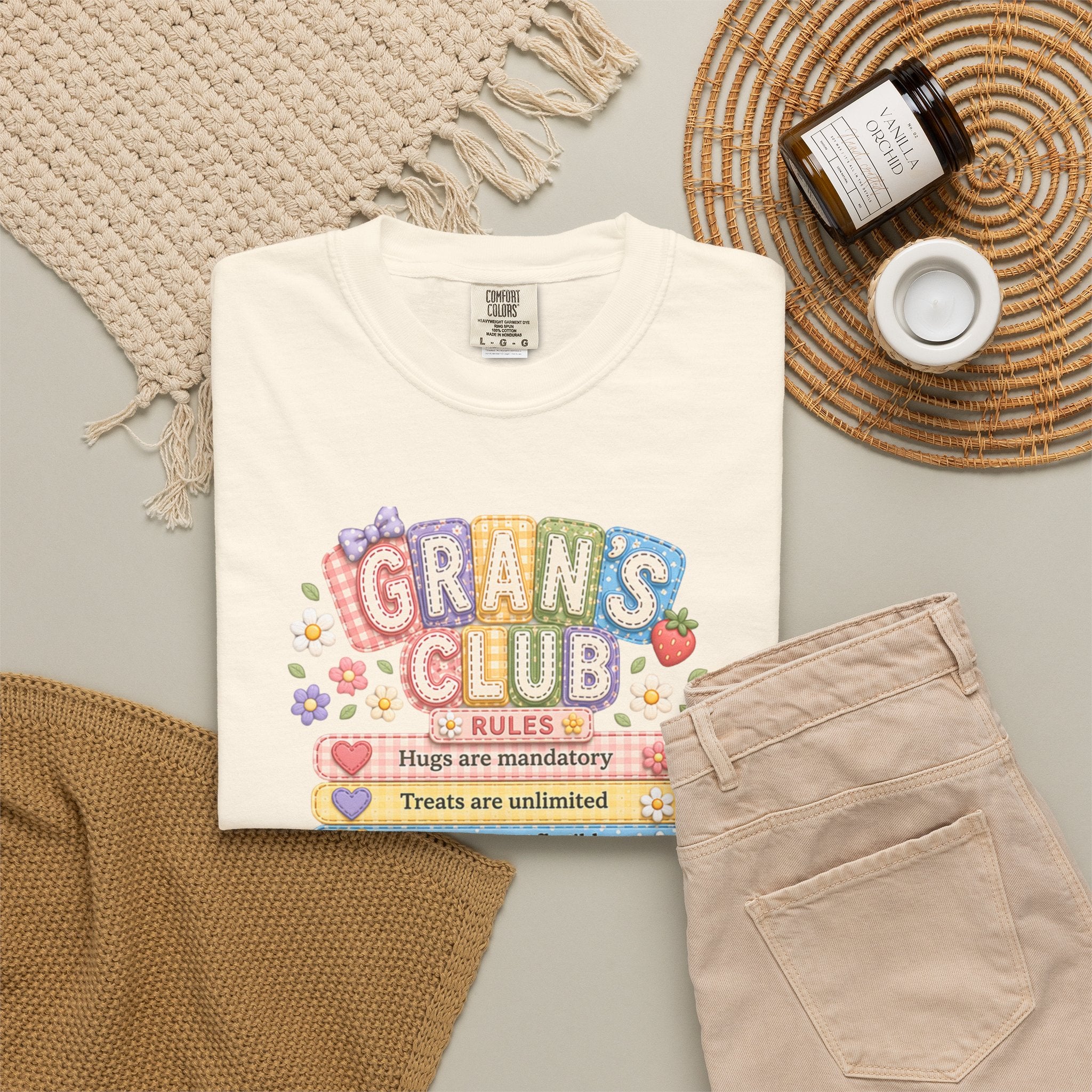 Grans Club Rules T-Shirt — Cute Floral Grandma Shirt, Funny Grandmother Gift for Mother's Day