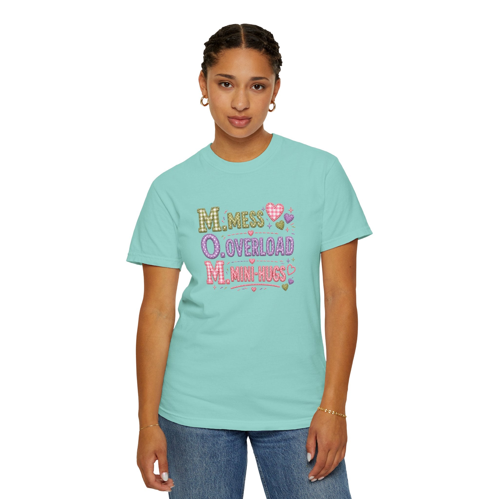 Mom Acronym Graphic T-Shirt — “M.O.M. Mess Overload Mini-Hugs” Cute Pastel Mothers Day Tee