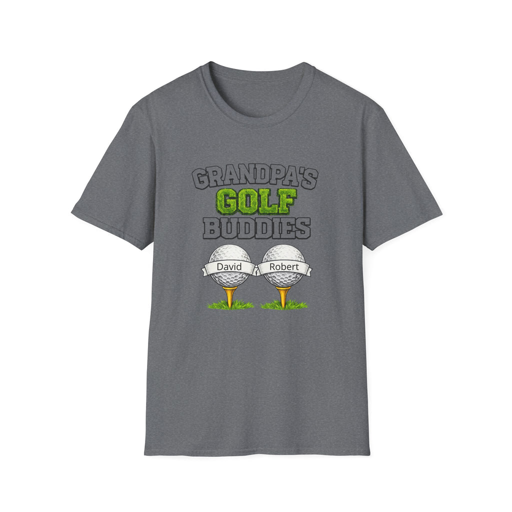 Grandpa’s Golf Buddies T-Shirt — Personalized Names on Golf Balls