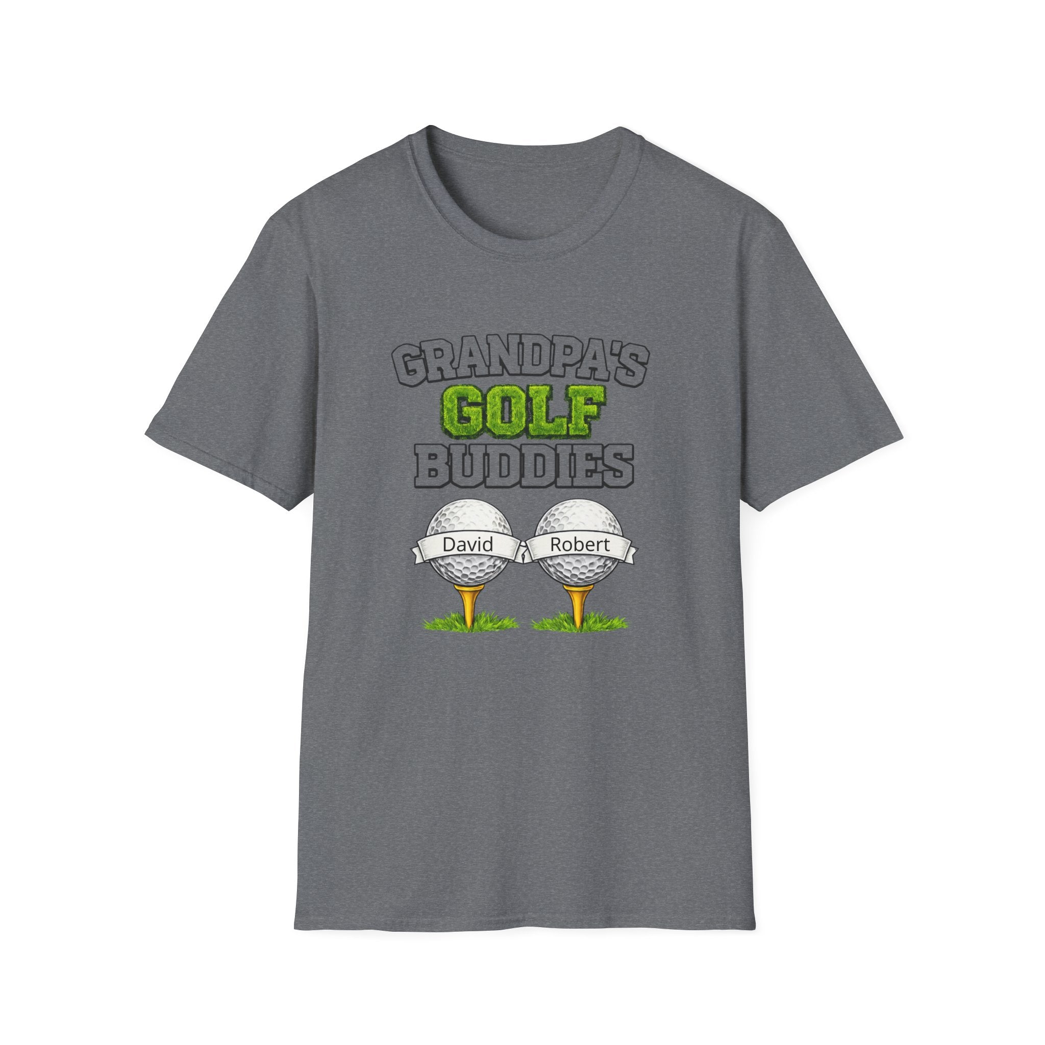 Grandpa’s Golf Buddies T-Shirt — Personalized Names on Golf Balls