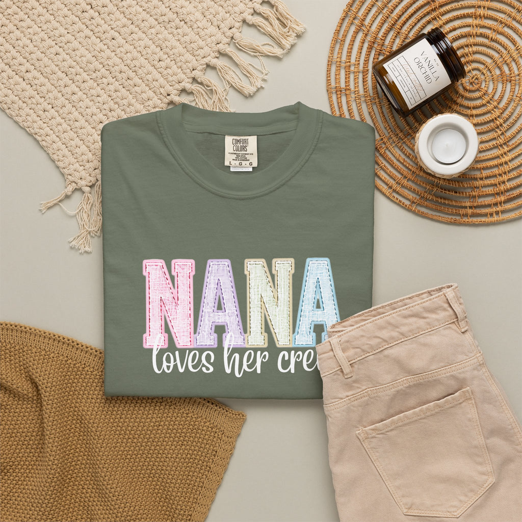 Nana Pastel Varsity T-Shirt — Soft Vintage Lettering Gift for Grandma (Mother's Day/Birthday)