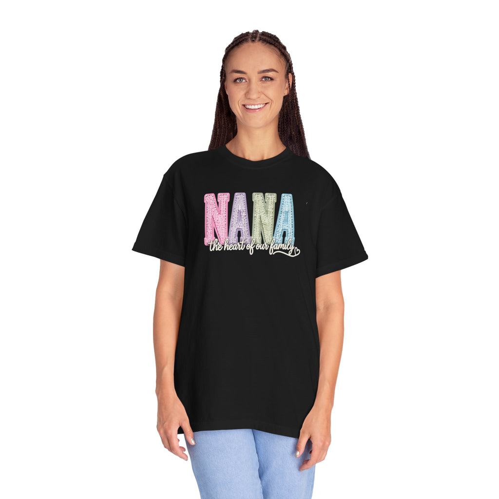 NANA Pastel Patchwork T-Shirt — "The Heart of Our Family" Gift