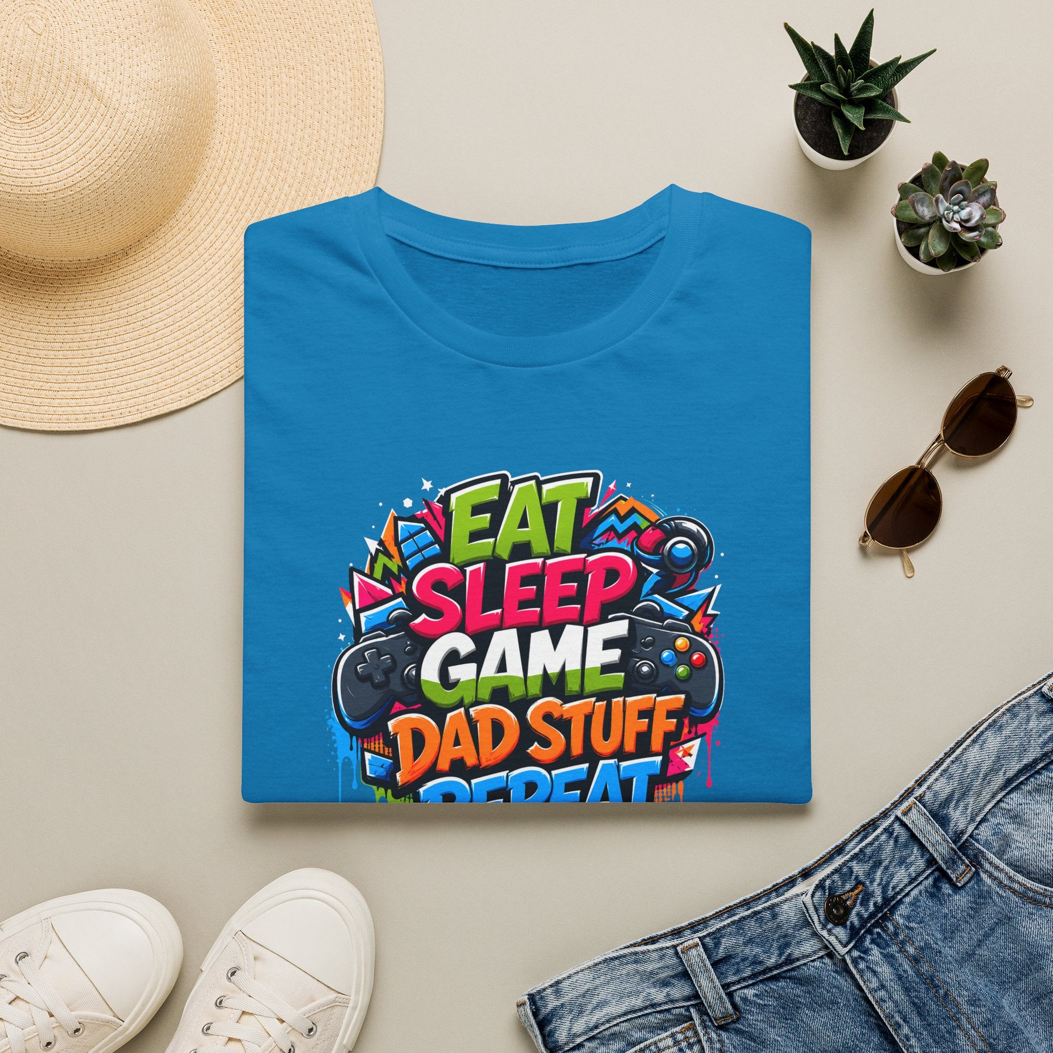 Eat Sleep Game Dad Stuff Repeat T-Shirt