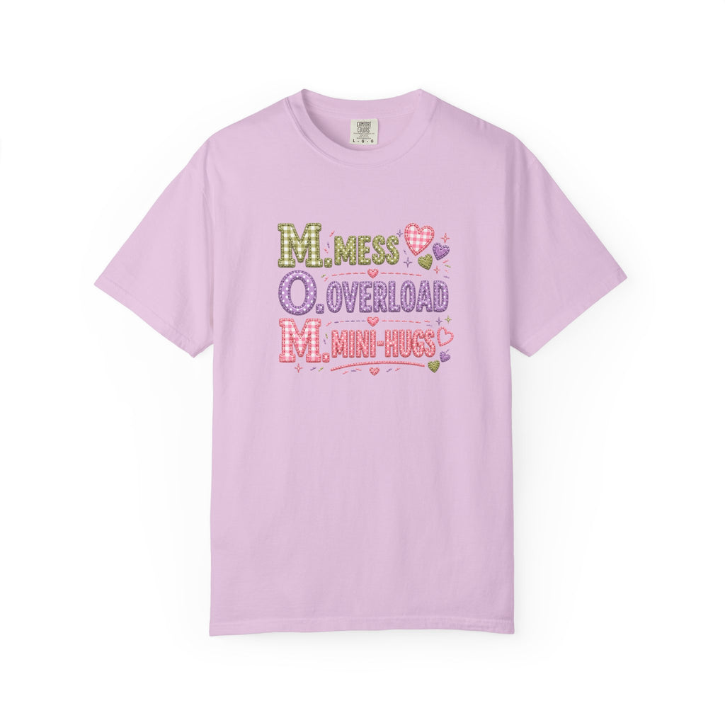 Mom Acronym Graphic T-Shirt — “M.O.M. Mess Overload Mini-Hugs” Cute Pastel Mothers Day Tee
