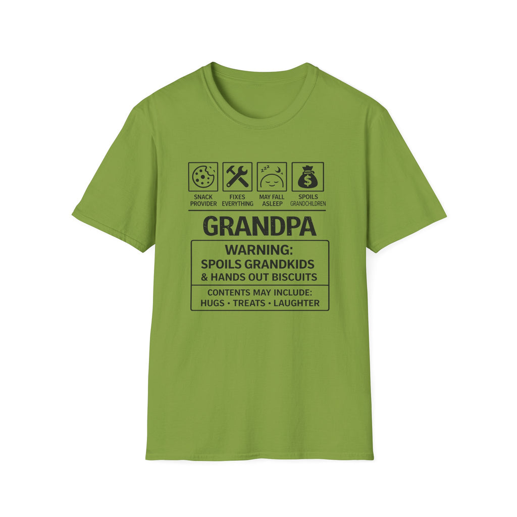 Grandpa Warning T-Shirt — "Spoils Grandkids & Hands Out Biscuits" Funny Grandpa Gift