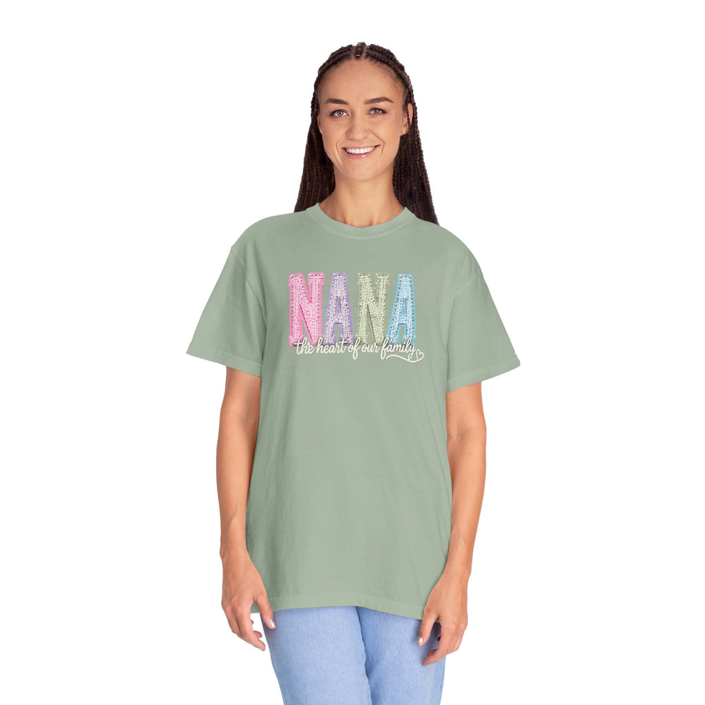 NANA Pastel Patchwork T-Shirt — "The Heart of Our Family" Gift