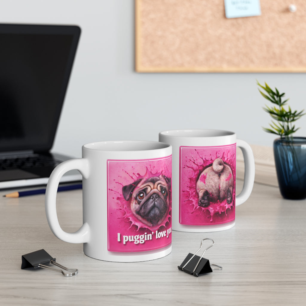 Pug 'I Puggin' Love You' Coffee Mug — Personalized Name Option