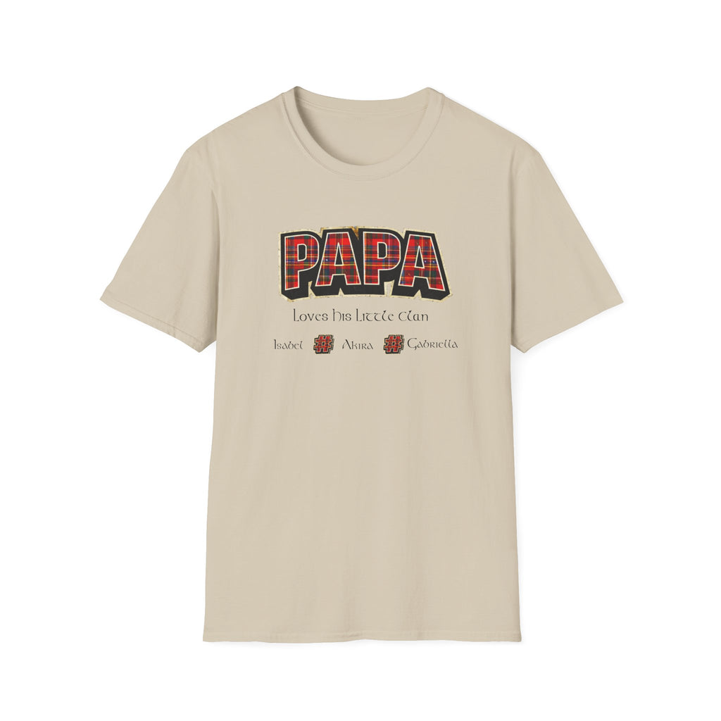 Papa Plaid T-Shirt – "Papa Loves his Little Clan" Grandfather Gift for Father's Day