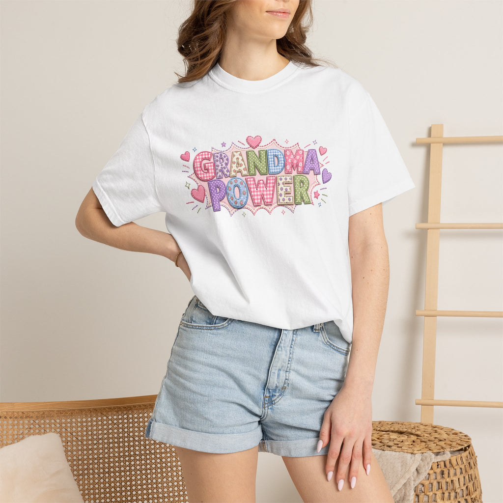 Grandma Power T-Shirt — Cute Heart Graphic Tee for Grandmothers