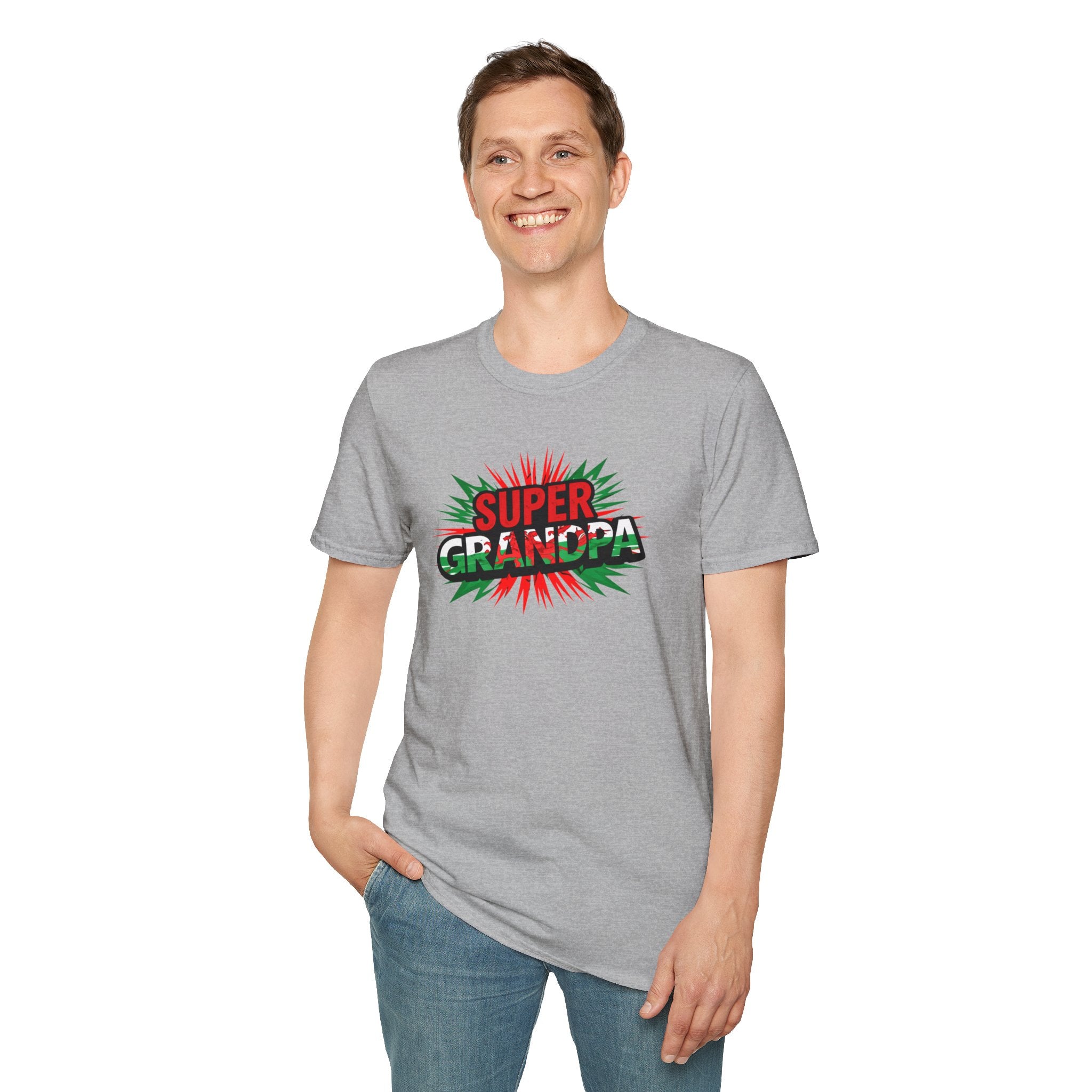 Super Grandpa Welsh Flag/ Wales themed T-Shirt – Retro Comic Gift Tee for Grandfather | Father’s Day & Birthday Present