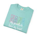 Nana Pastel Rainbow Tee — 'NANA' Floral Outline Grandma T-Shirt