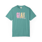 Gran Floral Script T-Shirt — "the heart of my family" Sage Garment-Dyed Tee