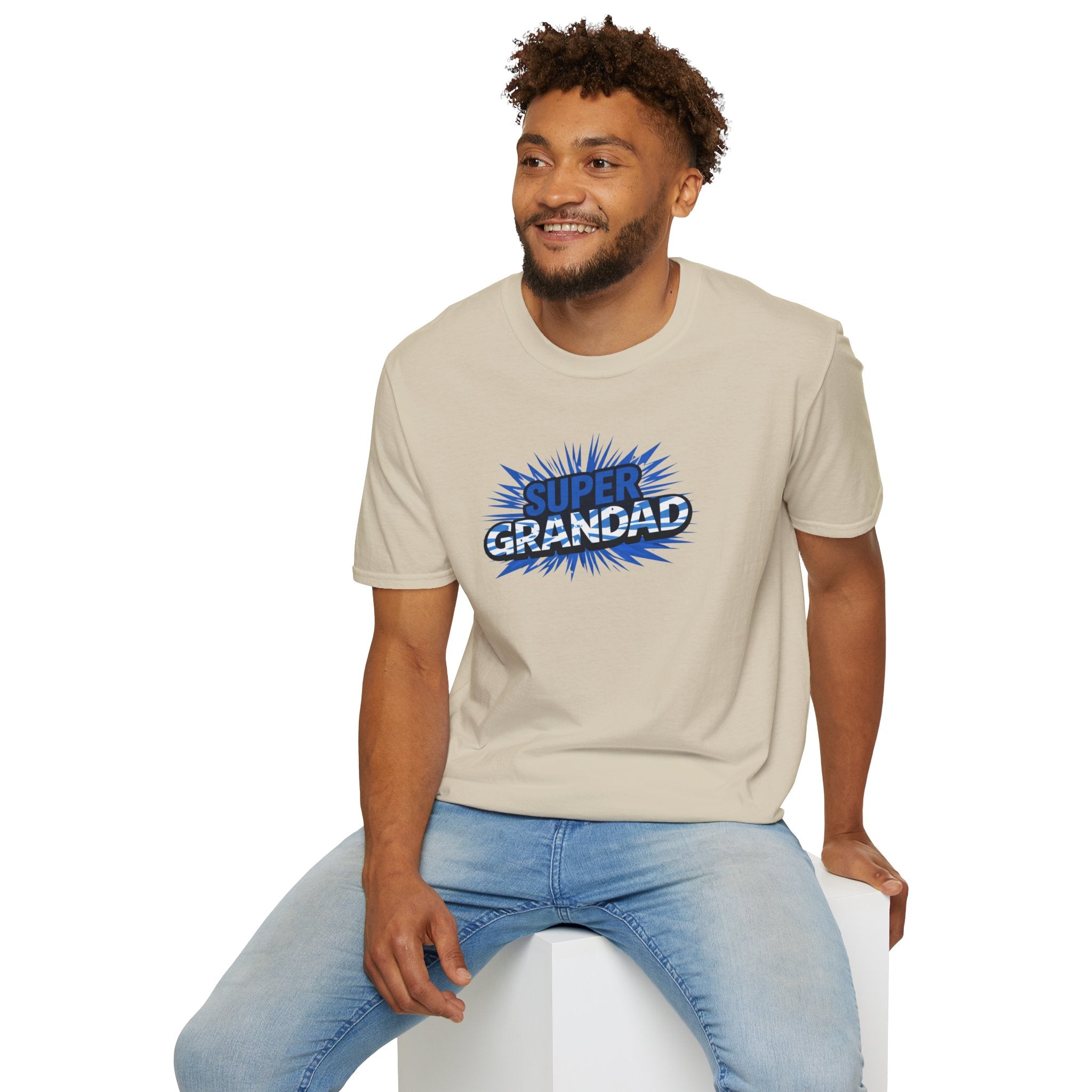 Super Grandad Scotland Flag/Scottish themed T-Shirt — Retro Comic Gift for Grandpa, Father’s Day & Birthday