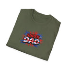 Super Dad T-Shirt – Union Jack Flag pattern Retro Comic Father’s Day Tee