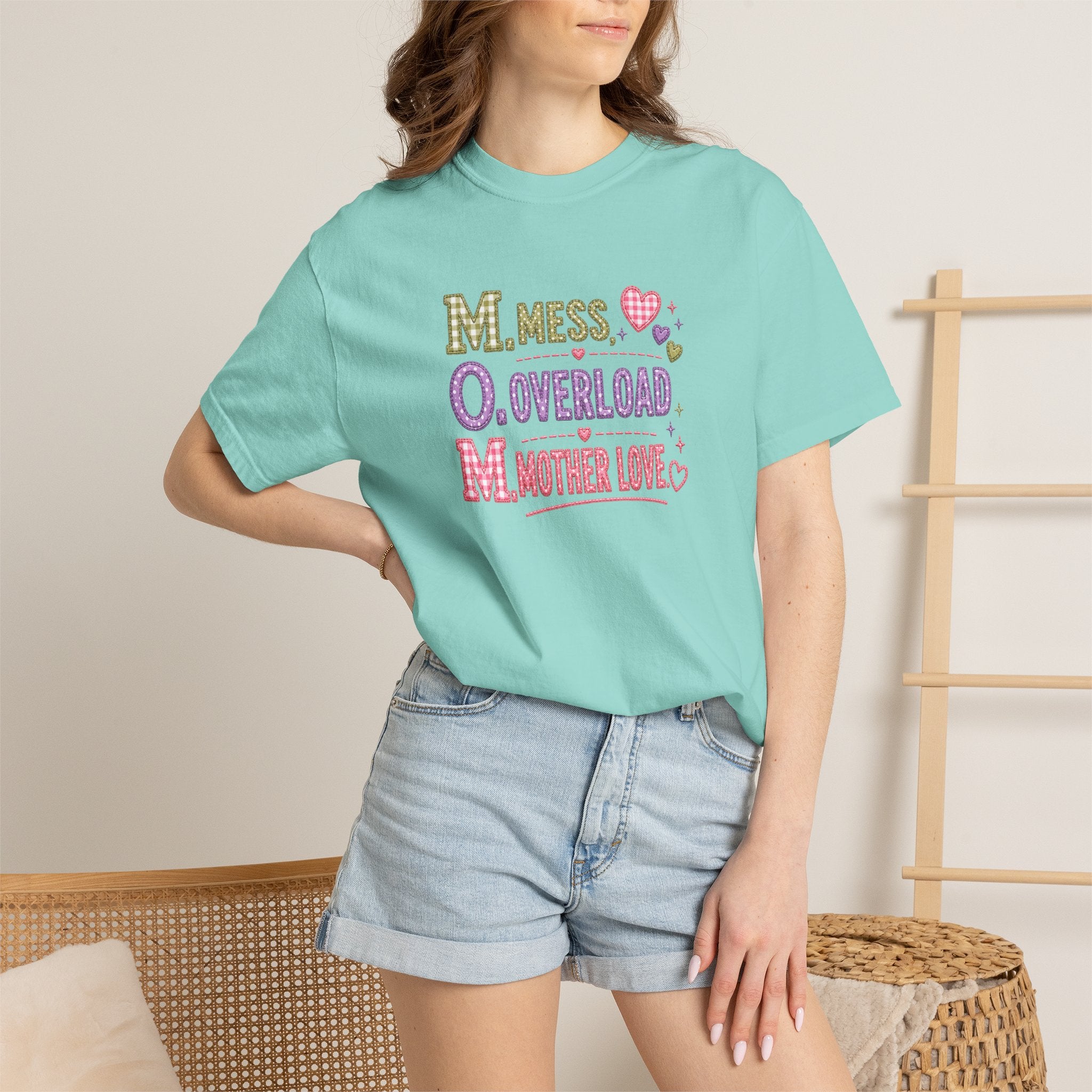 Mom Acronym T-Shirt — “M.O.M. Mess Overload Mother Love” Cute Mom Graphic Tee
