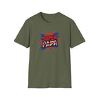 T-Shirt — "Super Papa" Union Jack/England themed Retro Comic Dad Shirt (Father's Day Gift)