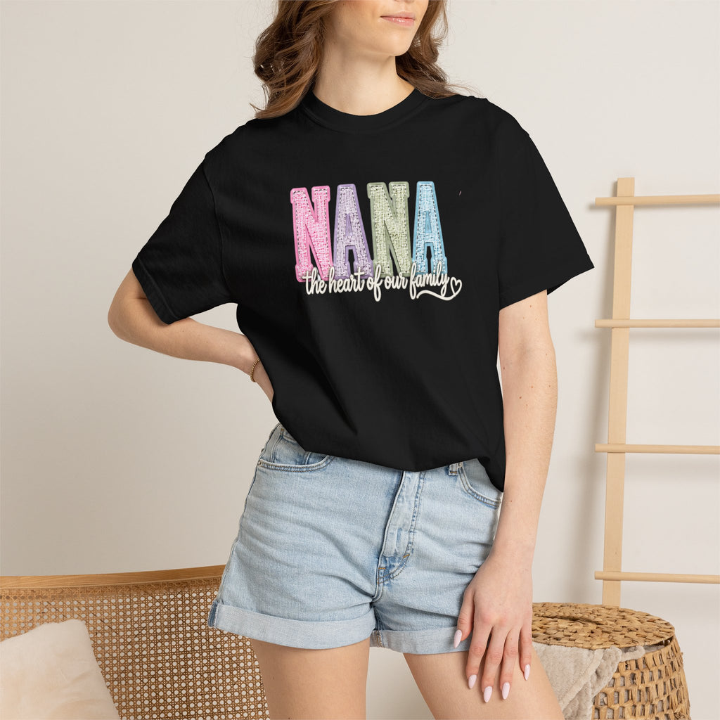 NANA Pastel Patchwork T-Shirt — "The Heart of Our Family" Gift