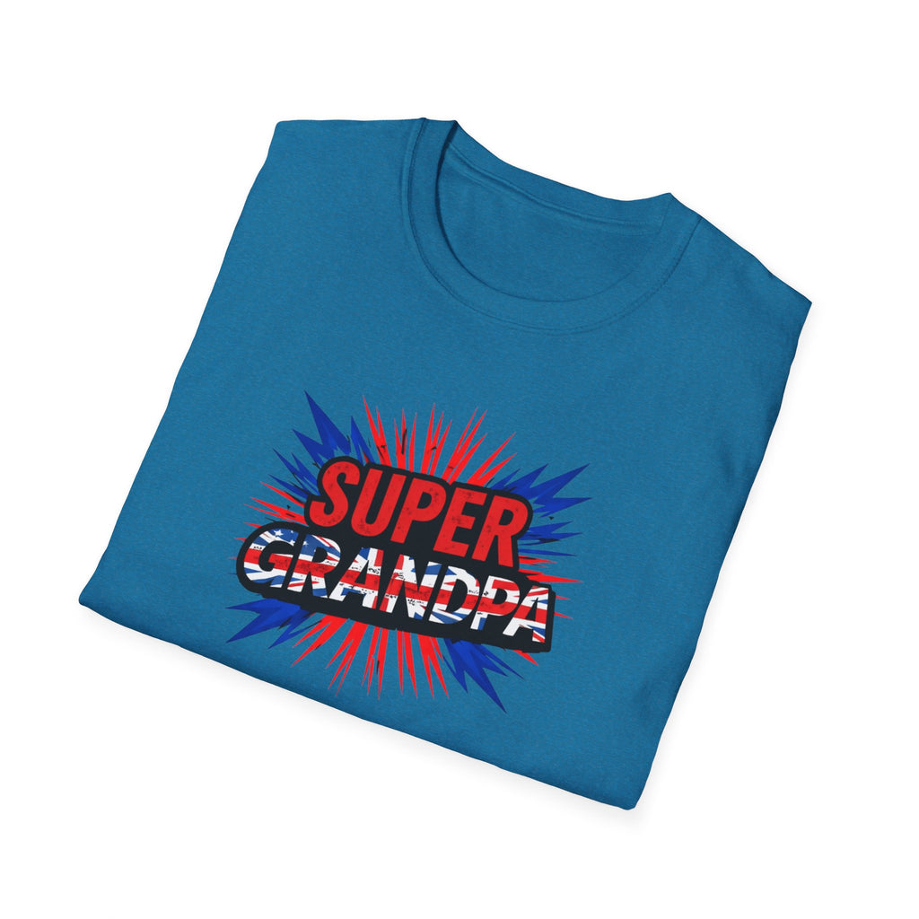 Super Grandpa T-Shirt Union Jack/England themed – Retro Comic Style Father’s Day Gift for Grandfathers