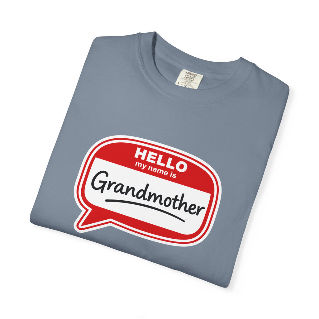 Hello My Name Is Grandmother T-Shirt - Retro Name Badge Tee for Moms & Grandmas