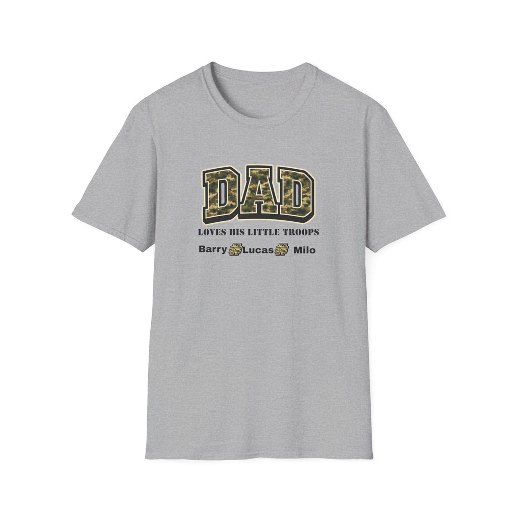 Dad Loves His Little Troops Camo T-Shirt — Personalized Kids' Names