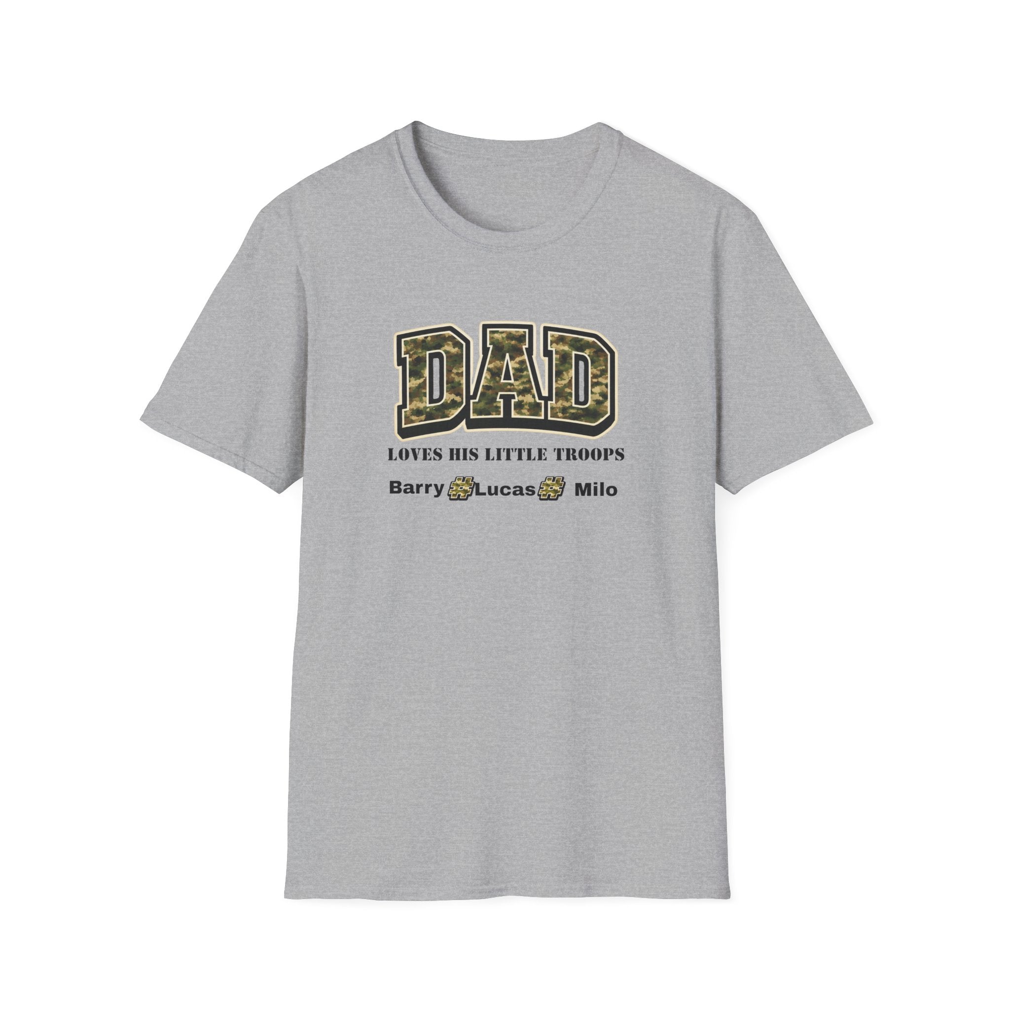 Dad Loves His Little Troops Camo T-Shirt — Personalized Kids' Names