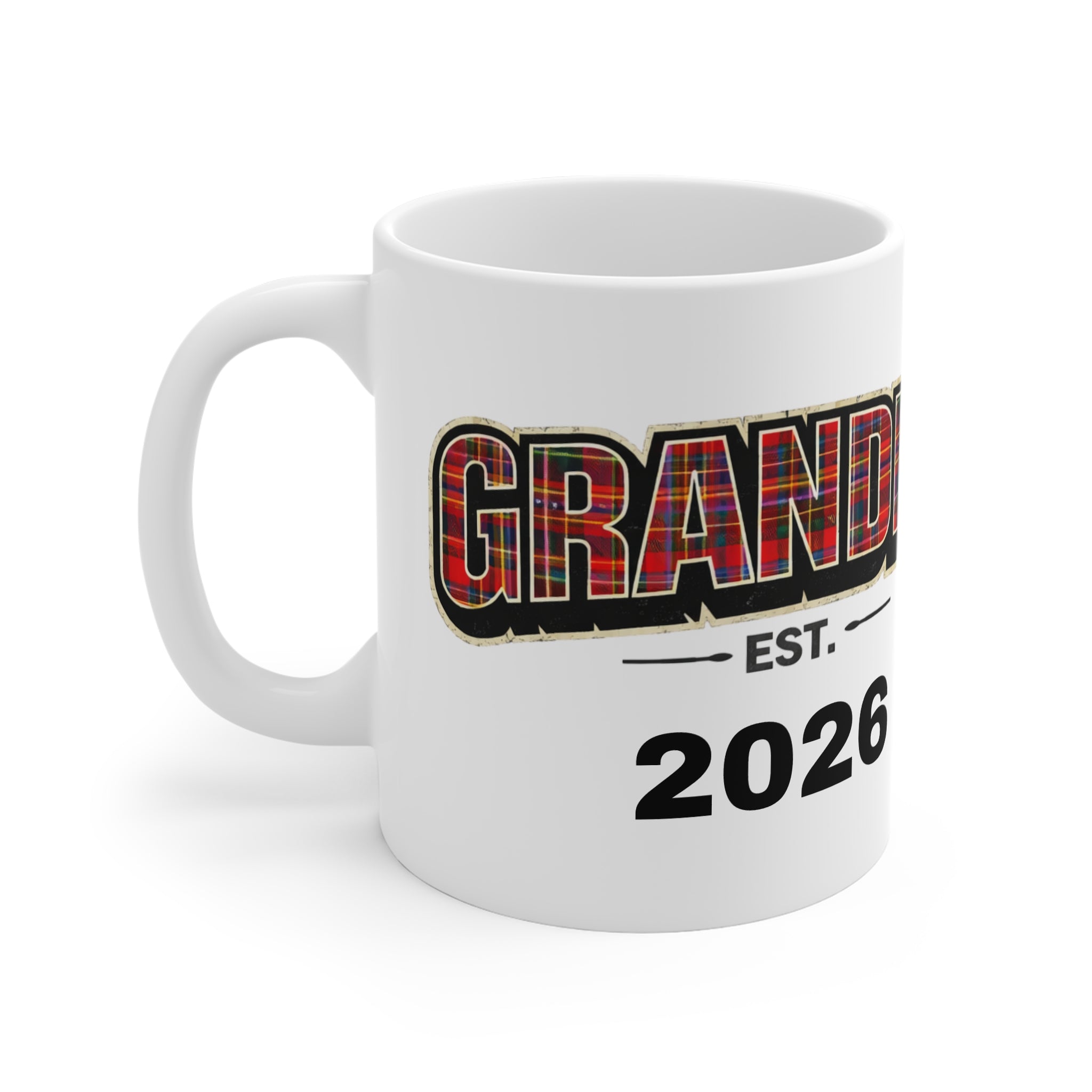 Grandpa Est. 2026 Plaid Coffee Mug — New Grandpa Gift